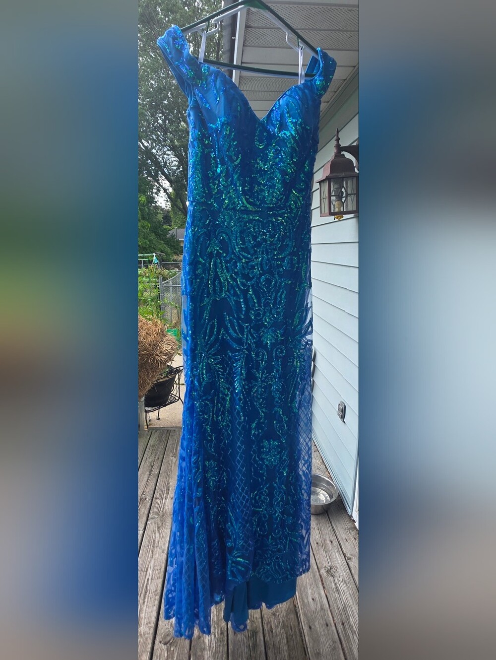 Sophia Thomas - Blue Sequin Asymmetrical Evening Dress